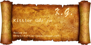 Kittler Géza névjegykártya